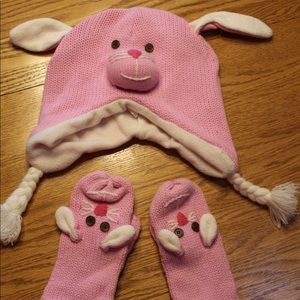 Kids Bunny hat and gloves